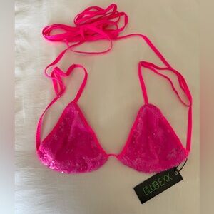 Dolls Kill Club Exx Sweet Infinity Dream Pink Sequin Bra - XL - never been worn
